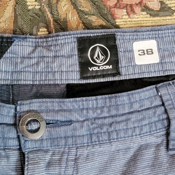 Volcom Shorts Mens 38 Blue Cotton Linen Blend Chino - Picture 9 of 11